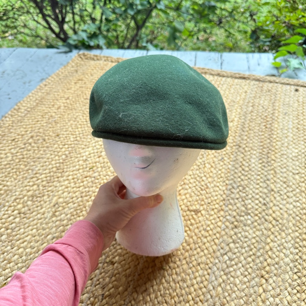 Seville Mens Forest Green Wool Flat Cap Driving Ivy Hat Size L Pageboy Cabbie